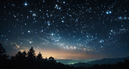 Wall Mural - Twinkling stars holiday sky abstract background