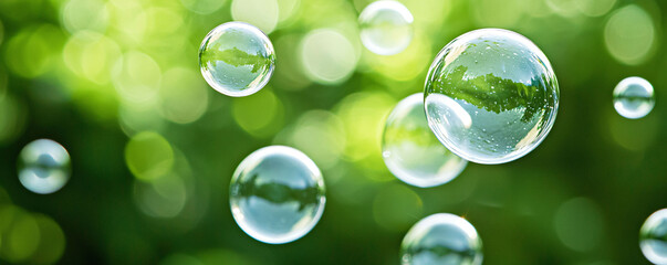 Poster - Bubbles float gracefully in sparkling water, creating serene and refreshing atmosphere.
