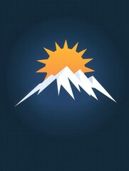 Poster - This design features snow-covered peaks with a vivid sun rising, symbolizing adventure and the beauty of nature's landscapes. Generative AI