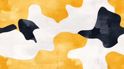 Poster - Abstract Watercolor seamless pattern:  Yellow, White and Black Geometric Shapes  