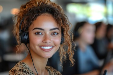 Poster - Smiling Woman with Headphones