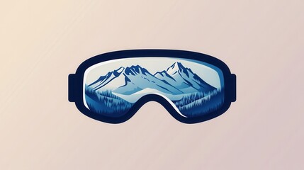 Wall Mural - Ski goggles feature a sleek design with a reflection of pristine snow-capped mountains, capturing the essence of winter sports. Generative AI