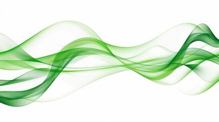 Wall Mural - Abstract Green Waves on White Background