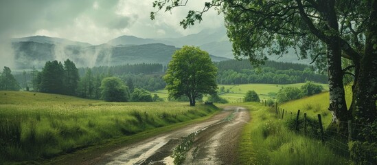 Wall Mural - Highland Road At Summer Day