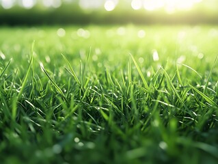 Wall Mural - Closeup of Lush Green Grass Blades