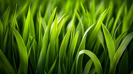 Wall Mural - Closeup of Lush Green Grass Blades