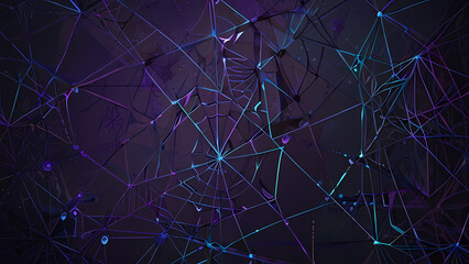 Wall Mural - abstract spider web background with chaotic, overlapping strands that form geometric patterns