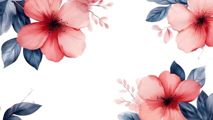 Poster - A beautiful pink flower with blue leaves