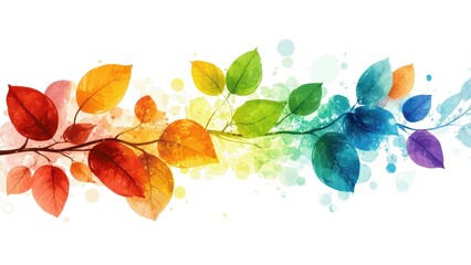 Poster - A colorful leafy branch with a white background