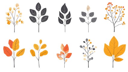 Poster - A collection of leafy plants in various shades of green and orange