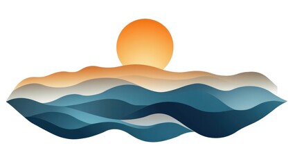 Poster - A beautiful ocean scene with a sun in the sky
