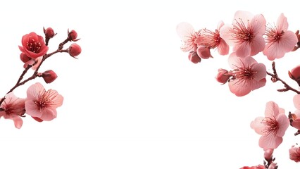 Poster - A white background with pink flowers on it