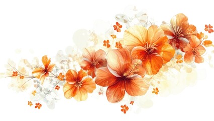Poster - A watercolor painting of a bouquet of orange flowers