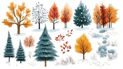 Poster - A collection of trees in various stages of winter