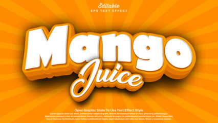 Wall Mural - Mango juice editable text effect, 3d editable text bold and fun theme.