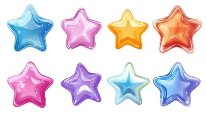 Fototapete - A set of colorful stars with different colors and sizes
