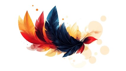 Poster - A colorful feather with a red, yellow, and blue stripe