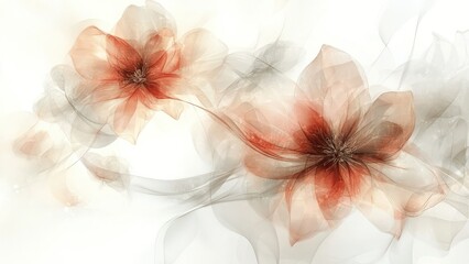 Poster - A painting of two red flowers with a white background