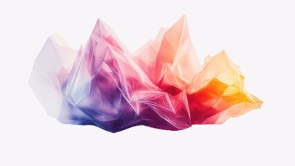 Wall Mural - A mountain range is shown in a variety of colors, including pink, orange