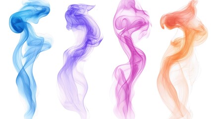 Poster - The four colors of smoke are blue, purple, orange, and pink