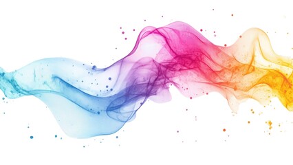 Poster - A colorful wave of paint splatters on a white background
