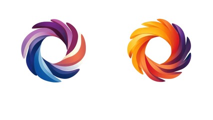 Fototapete - The two images are of different colors and shapes, with one being a spiral