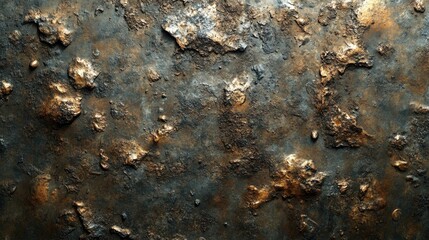 Close-up of a textured, rusty metal surface with a metallic sheen.