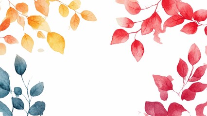 Poster - A colorful leafy border with a white background