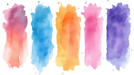 Poster - A series of colorful watercolor splatters arranged in a row