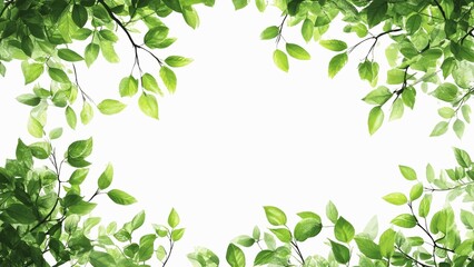 Wall Mural - A leafy green background with a white background