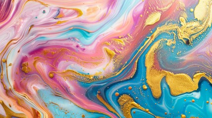 Fototapete - Colorful liquid marble pattern background, golden texture.