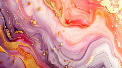 Fototapete - Colorful liquid marble pattern background, golden texture.