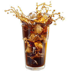 cola with ice on transparent background png