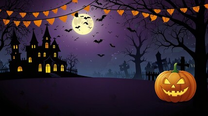 Halloween element and background template illustration