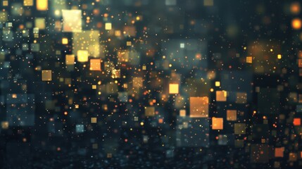 Poster - A vibrant display of abstract glittering squares forms a stunning backdrop filled with luminous colors and sparkling light effects throughout