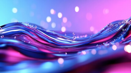 Poster - Colorful waves blend seamlessly with sparkling bokeh lights, creating an enchanting abstract display that captivates the senses