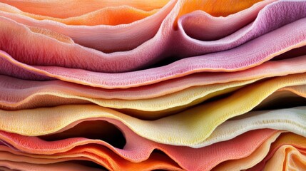 Poster - Waves of textured orange and pink layers undulate, creating a captivating abstract composition filled with depth and visual intrigue