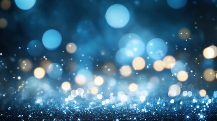 Poster - A captivating display of shimmering blue bokeh lights enhances the overall ambiance with a tranquil and artistic feel