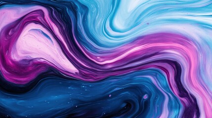 Poster - A captivating swirl of rich purple and blue paint blending seamlessly creates an engaging abstract texture full of movement and depth