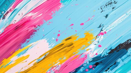 Poster - Colorful paint strokes intertwine in an abstract composition, creating a lively display of patterns and textures on canvas