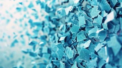 Poster - Vibrant blue shards scatter in an intricate formation, contrasting against a soft, blurred background