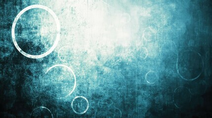 Abstract blue grunge background with white circles.