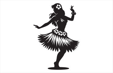 Wall Mural - Beautiful Hawaiian young woman dancing of silhouette vector design