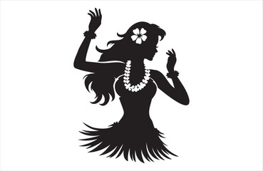 Wall Mural - Beautiful Hawaiian young woman dancing of silhouette vector design