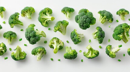 Wall Mural - Falling Broccoli isolated on white background, clipping path, full depth of field