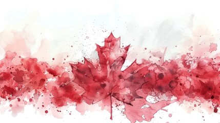 Wall Mural - Canadian National Holiday Watercolor Flag Template