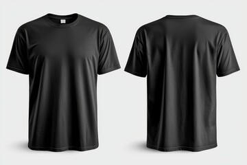 Black Tshirt Mockup Front and Back Isolated created with Generative AI