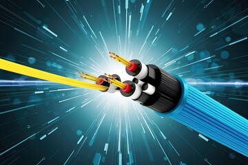 Poster - Optical Fiber Cable Technology Background Illustration for Enhanced Communication Networks