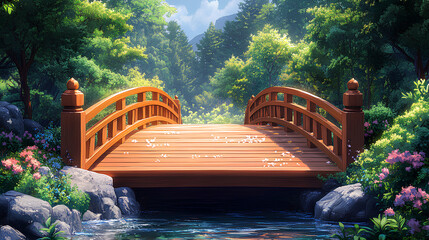 Wooden bridge, Illustration, cartoon background