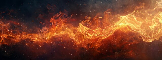 Wall Mural - Abstract Flames and Sparkles on Black Background